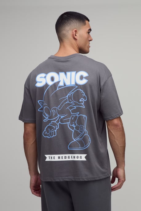Oversized Sonic Graphic License Print T-Shirt - Image 1
