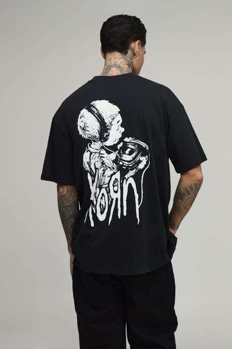 Tall Oversized Korn License Print T-Shirt - Image 1