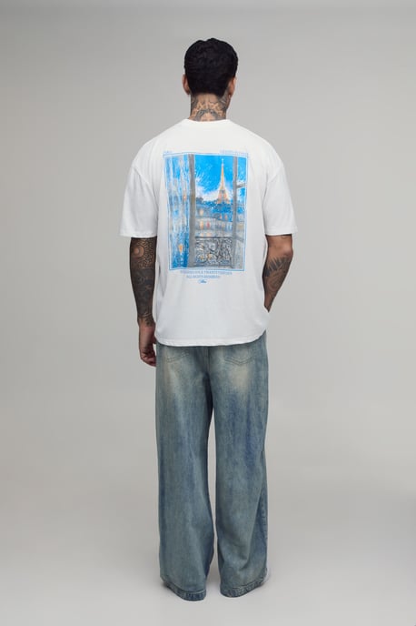 Tall White Oversized Paris Photographic Print T-Shirt - Image 3