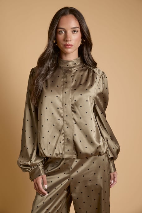 Petite Polka Dot Satin Back Crepe Funnel Neck Jacket - Image 1