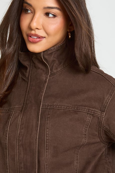 Funnel Neck Denim Jacket - Image 2