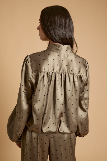 Petite Polka Dot Satin Back Crepe Funnel Neck Jacket - Image 3