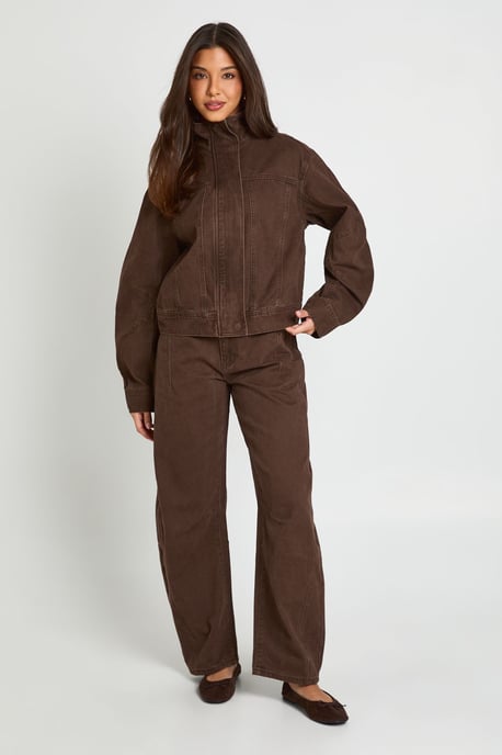Funnel Neck Denim Jacket - Image 4