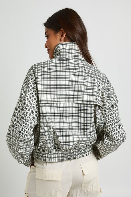 Check Funnel Neck Jacket - Image 2