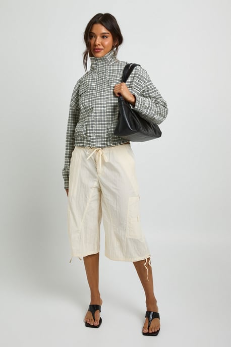 Check Funnel Neck Jacket - Image 3