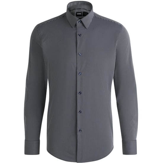 Men's Boss Collared Neck Long Sleeve Regular Fit Shirt in Dark Blue - Image 1