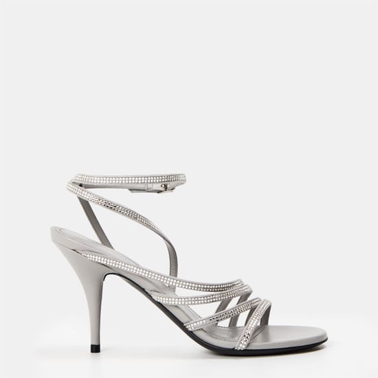 Women's Balenciaga Sculptural Heeled Sandals in Crystal - Image 1