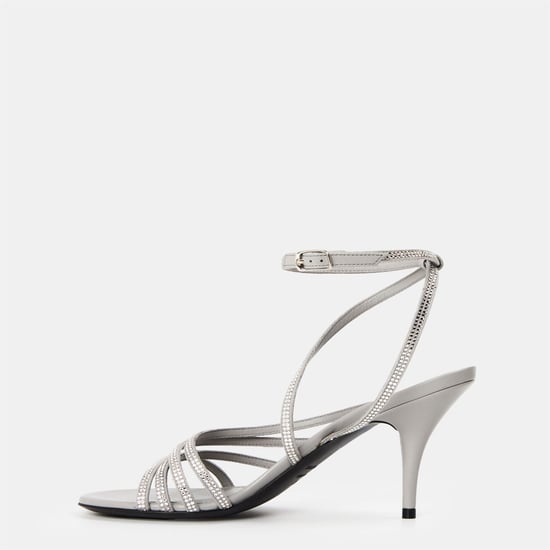 Women's Balenciaga Sculptural Heeled Sandals in Crystal - Image 2