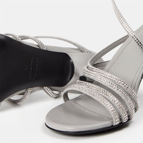 Women's Balenciaga Sculptural Heeled Sandals in Crystal - Image 3
