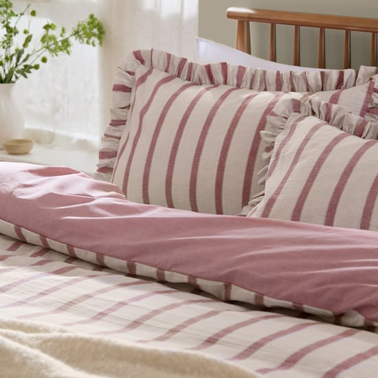 Wylder Connie Striped Ruffle Duvet Cover Set, Clay Pink - Image 2