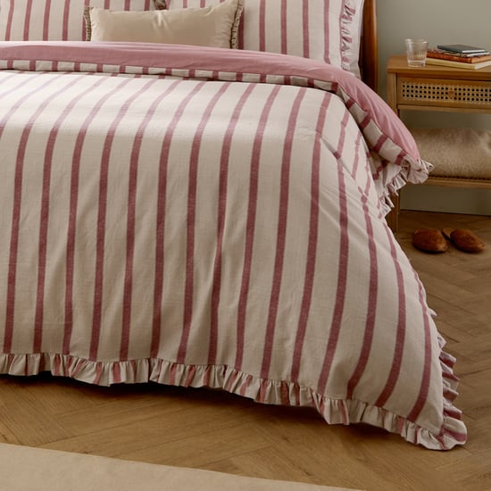 Wylder Connie Striped Ruffle Duvet Cover Set, Clay Pink - Image 3