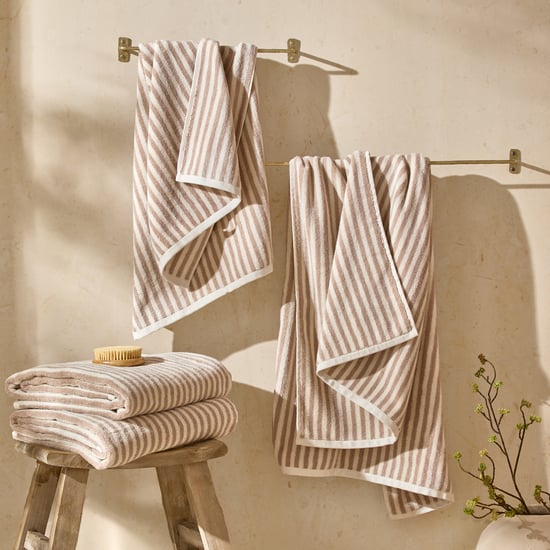 Yard Hebden Striped 100% Cotton Extra Large Bath Sheet, Natural - Image 4