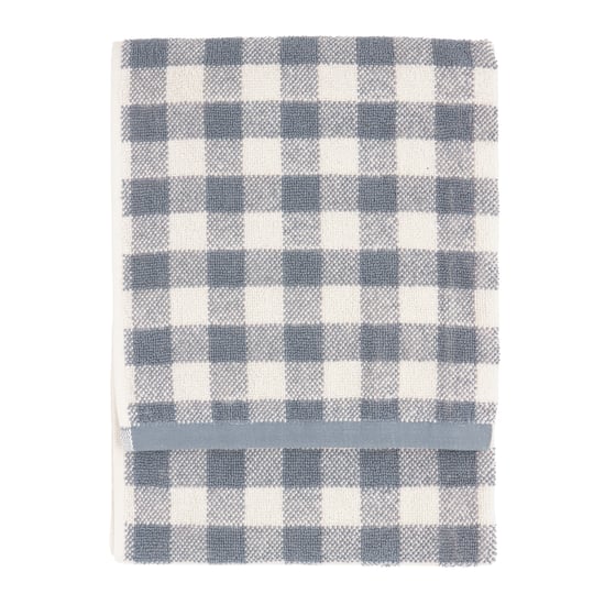 Yard Barton Gingham Check Hand Towel, Denim Blue - Image 2