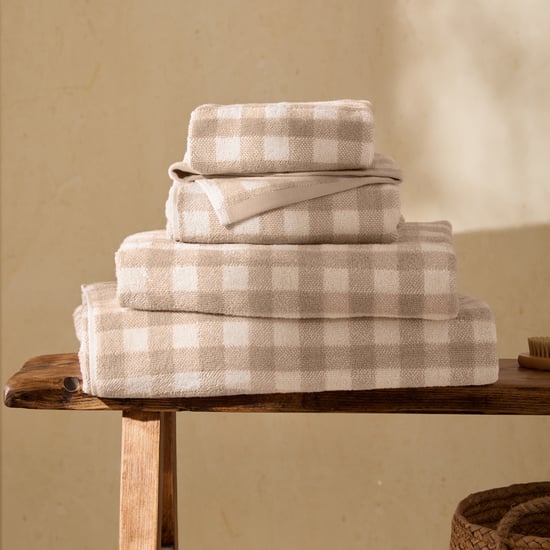 Yard Barton Gingham Check Hand Towel, Natural - Image 1