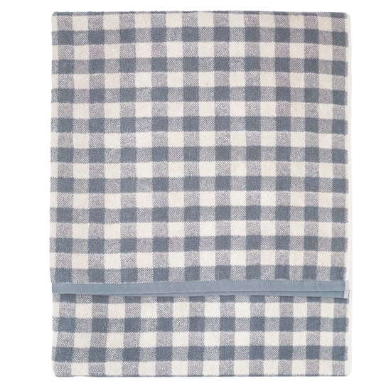 Yard Barton Gingham Check Bath Towel, Denim Blue - Image 2