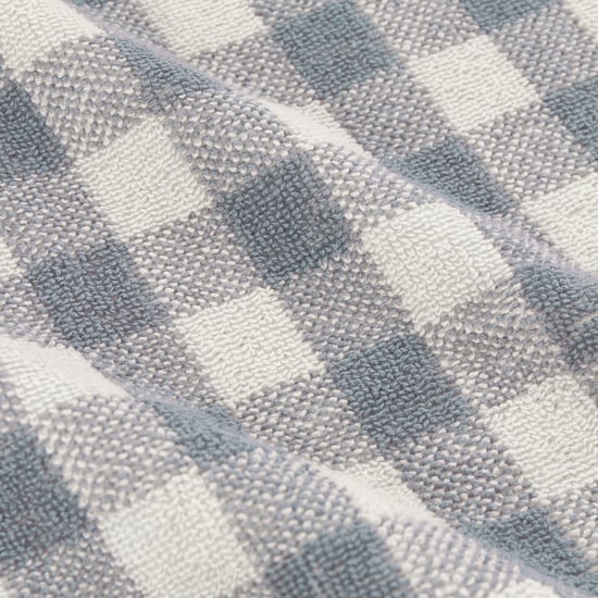 Yard Barton Gingham Check Bath Towel, Denim Blue - Image 3