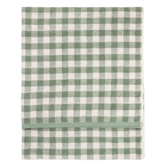 Yard Barton Gingham Check Bath Sheet, Forest Green - Image 2