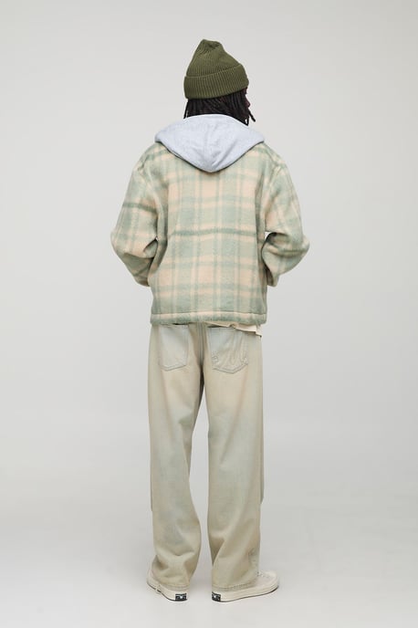 Oversized Hooded Heavyweight Brushed Check Overshirt - Image 2