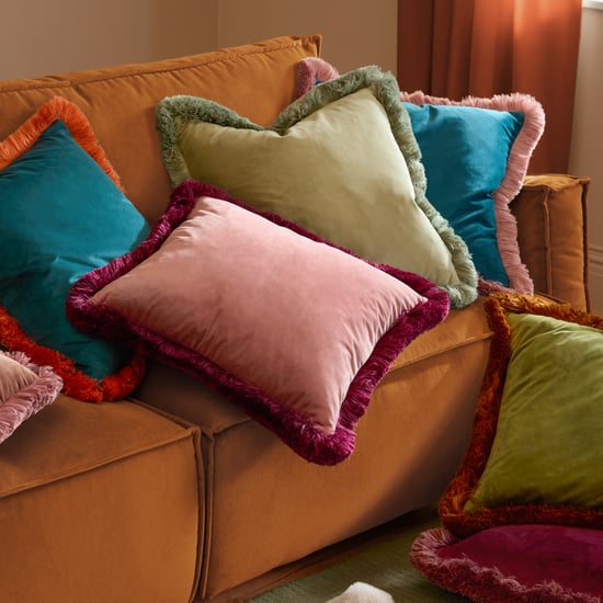 Furn Halo Fringed Velvet Cushion Cover, Teal/Tiger - Image 4