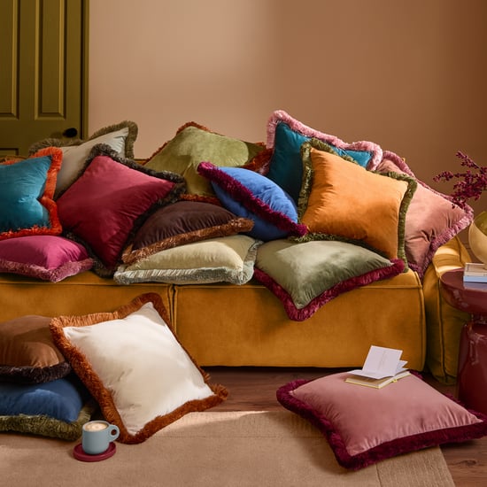Furn Halo Fringed Velvet Cushion Cover, Teal/Tiger - Image 5