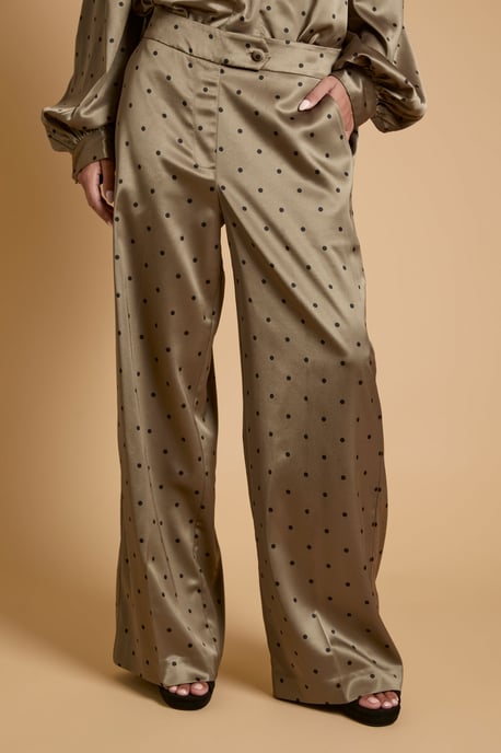 Petite Polka dot Satin Back Crepe Wide Leg Trouser - Image 2
