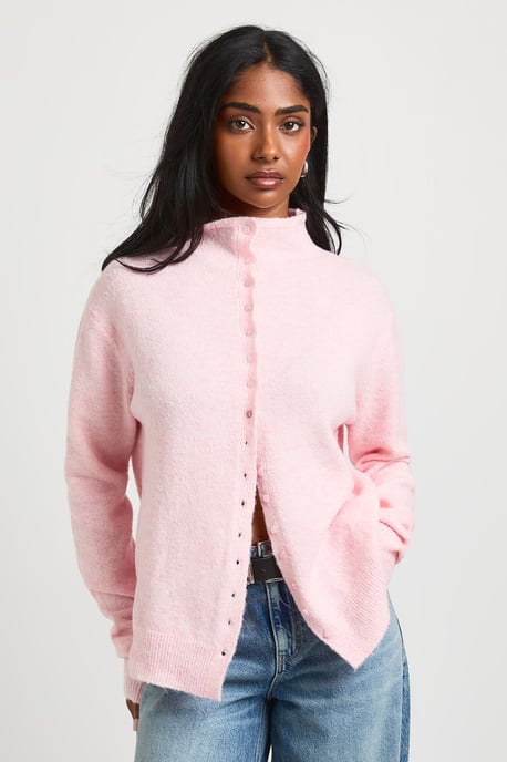 High Neck Button Through Cardigan - Image 1