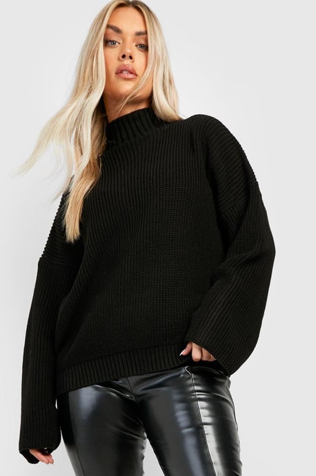 Plus Knitted Funnel Neck Jumper - Image 1