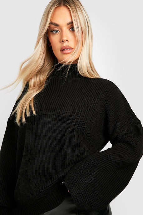 Plus Knitted Funnel Neck Jumper - Image 4
