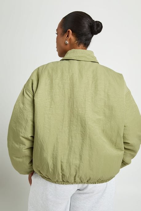 Plus Collared Oversized Bomber Jacket - Image 2