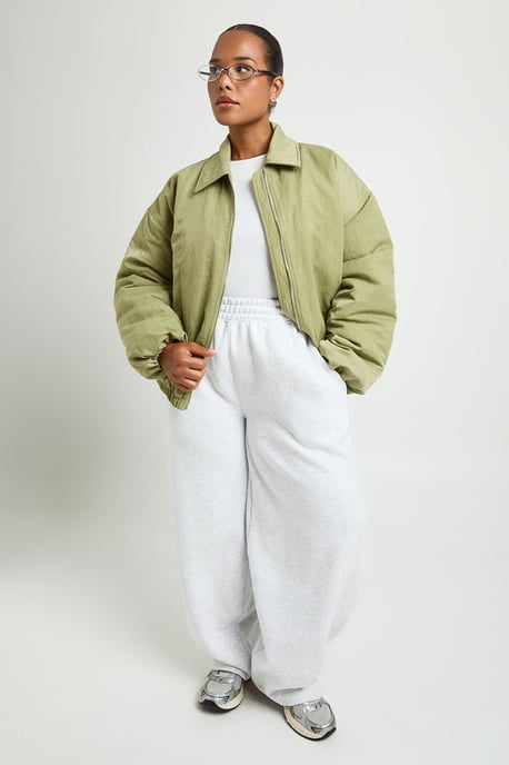 Plus Collared Oversized Bomber Jacket - Image 3