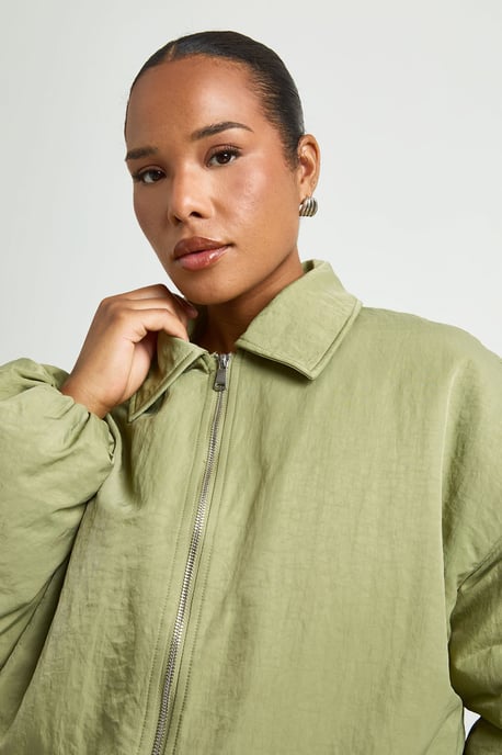 Plus Collared Oversized Bomber Jacket - Image 4