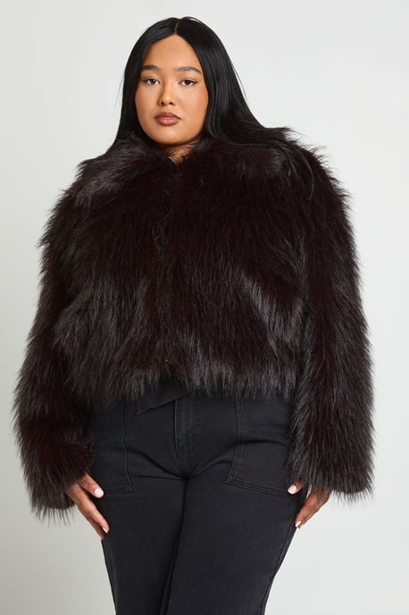 Plus Faux Fur Collared Jacket - Image 1