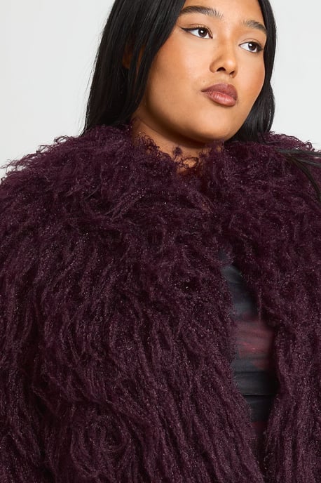 Plus Shaggy Faux Fur Jacket - Image 2