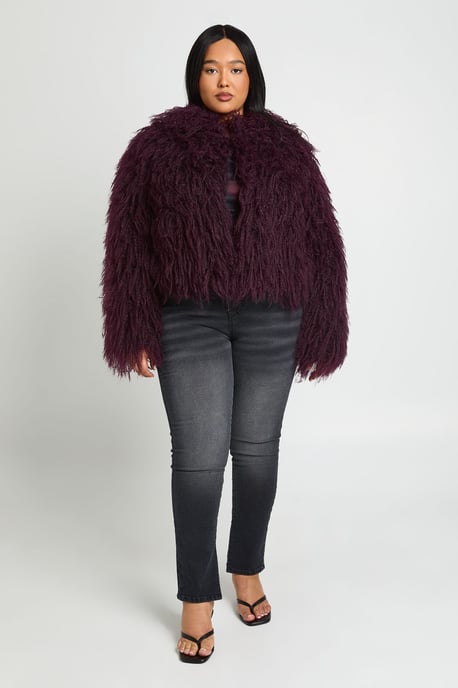 Plus Shaggy Faux Fur Jacket - Image 4
