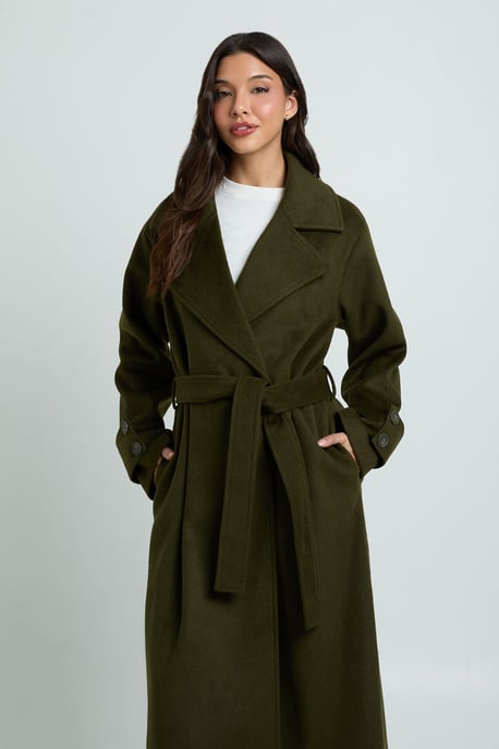 Belted Wool Blend Coat - Image 1