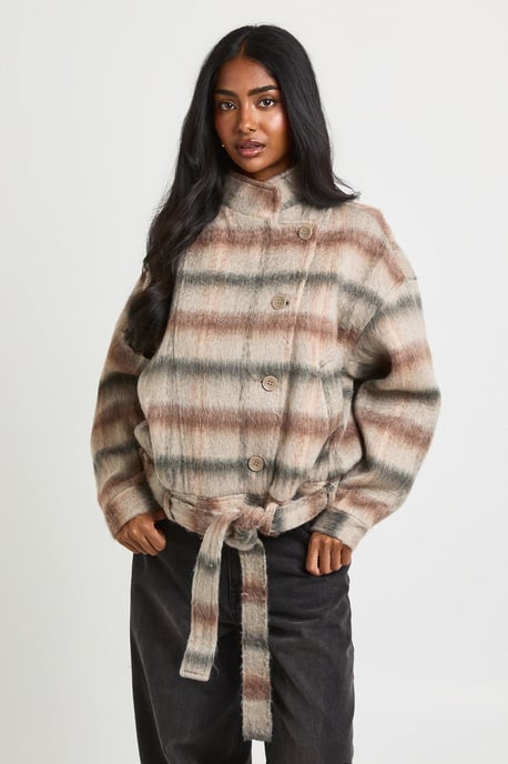 Check Wool Look Jacket - Image 1