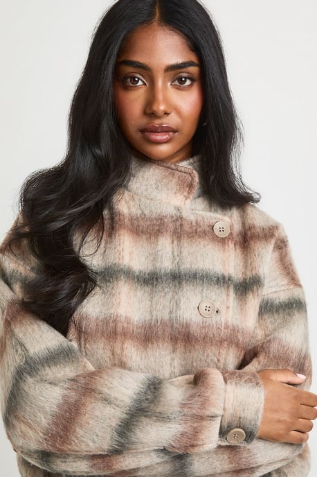 Check Wool Look Jacket - Image 4