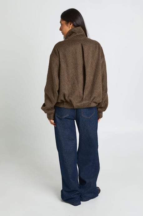 Tall Textured Funnel Neck Wool Look Jacket - Image 3