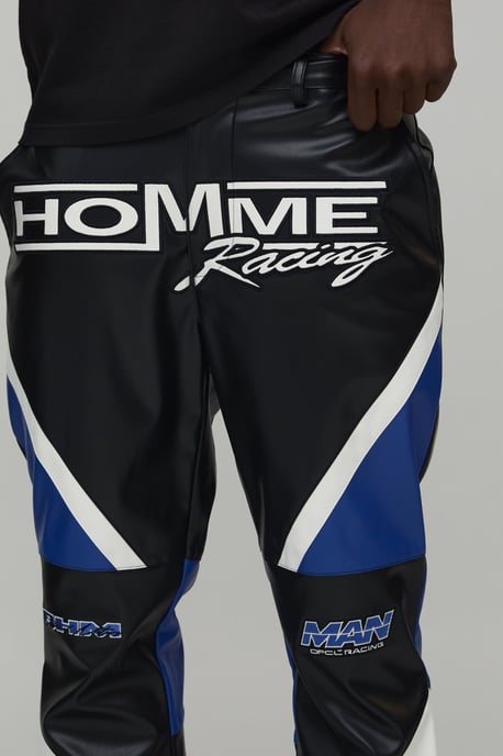 Straight Fit Flare Stacked PU Moto Trouser - Image 2