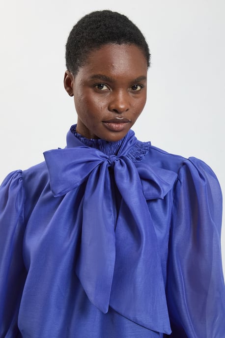 High Neck Ruched Detail Blouse - Image 2