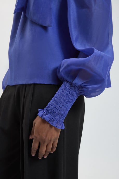 High Neck Ruched Detail Blouse - Image 3