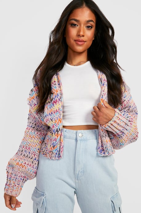 Petite Premium Chunky Multicoloured Cardigan - Image 1