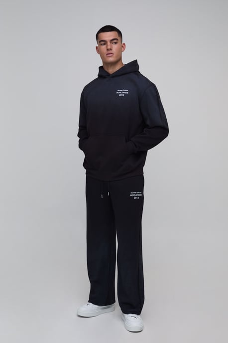 Homme Official Print Spray Wash Wide Leg Jogger - Image 4