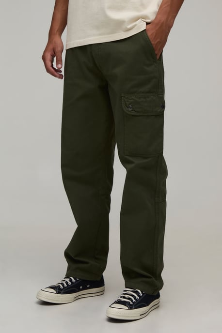 Straight Leg Asymmetric Pocket Cargo Trousers - Image 1
