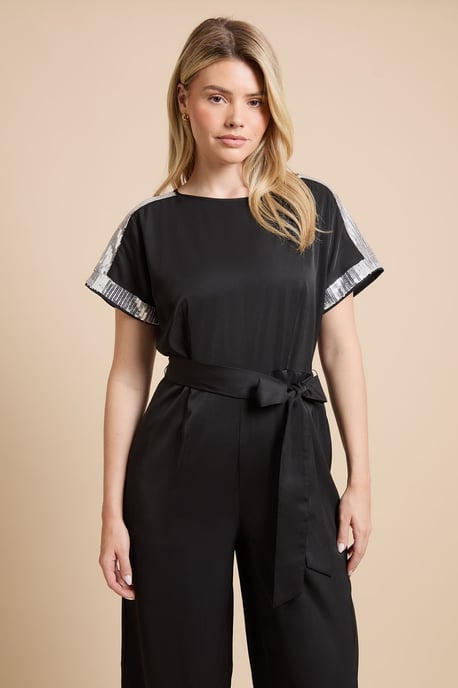 Sequin Detail Belted Jumpsuit - Image 2