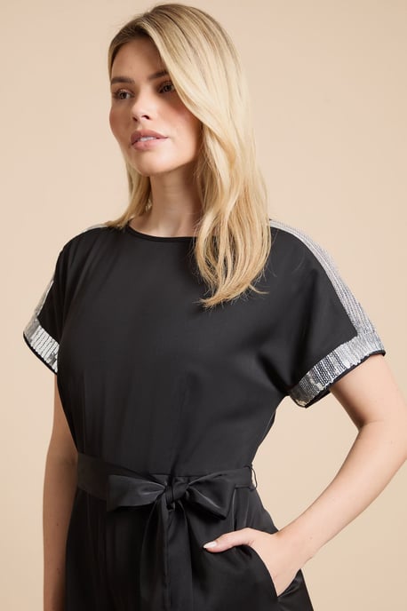 Sequin Detail Belted Jumpsuit - Image 4
