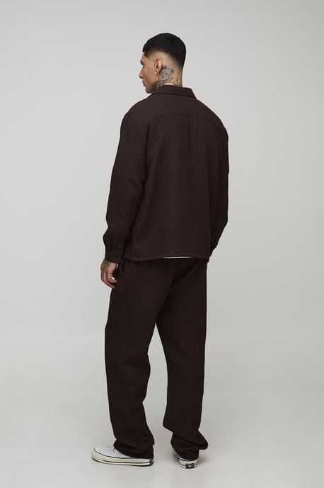 Tall Oversized Jumbo Waffle Long Sleeve Shirt & Relaxed Trouser Set - Image 2