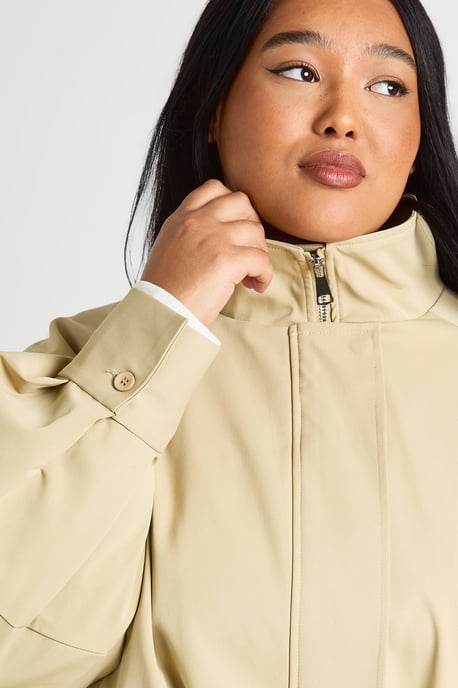 Plus Cinched Waist Funnel Neck Jacket - Image 2