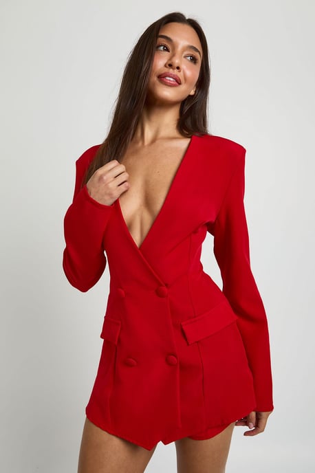Tailored Skort Long Sleeve Playsuit - Image 1