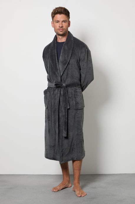 Charcoal Grey Shawl Collar Dressing Gown - Image 1